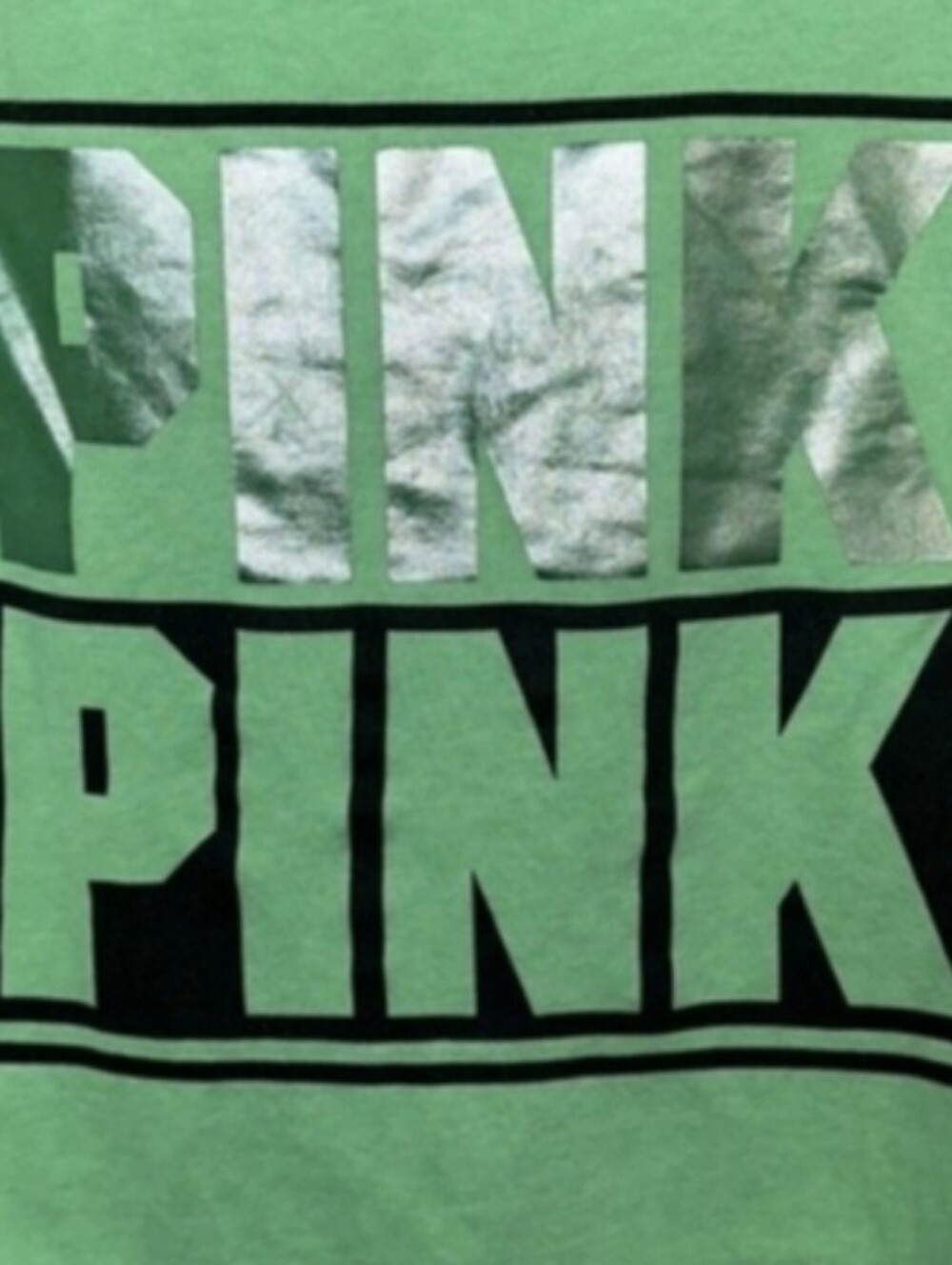 PINK VS Green, Blk & Foil Logo Fleece Full Zip Hoodie 😍